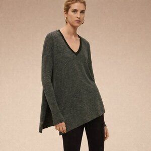Aritzia Wilfred Womens Small Sherbrooke Sweater Grey Black V Neck Pullover